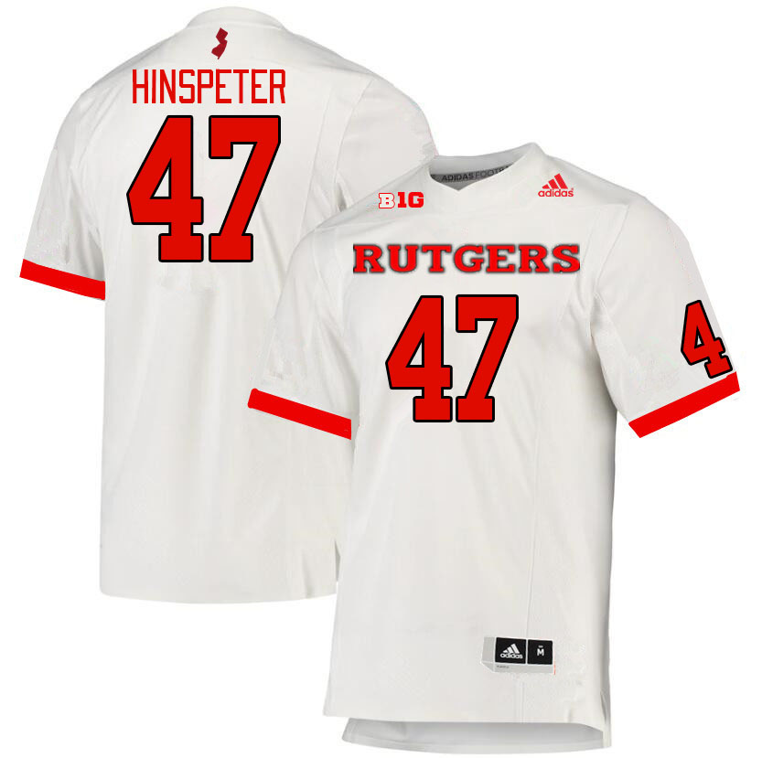 Men #47 Timmy Hinspeter Rutgers Scarlet Knights College Football Jerseys Stitched Sale-White - Click Image to Close